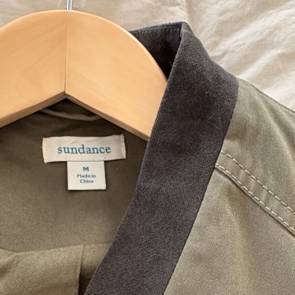 Sundance Women's Utility Jacket in Olive with suede trim - Picture 7 of 10